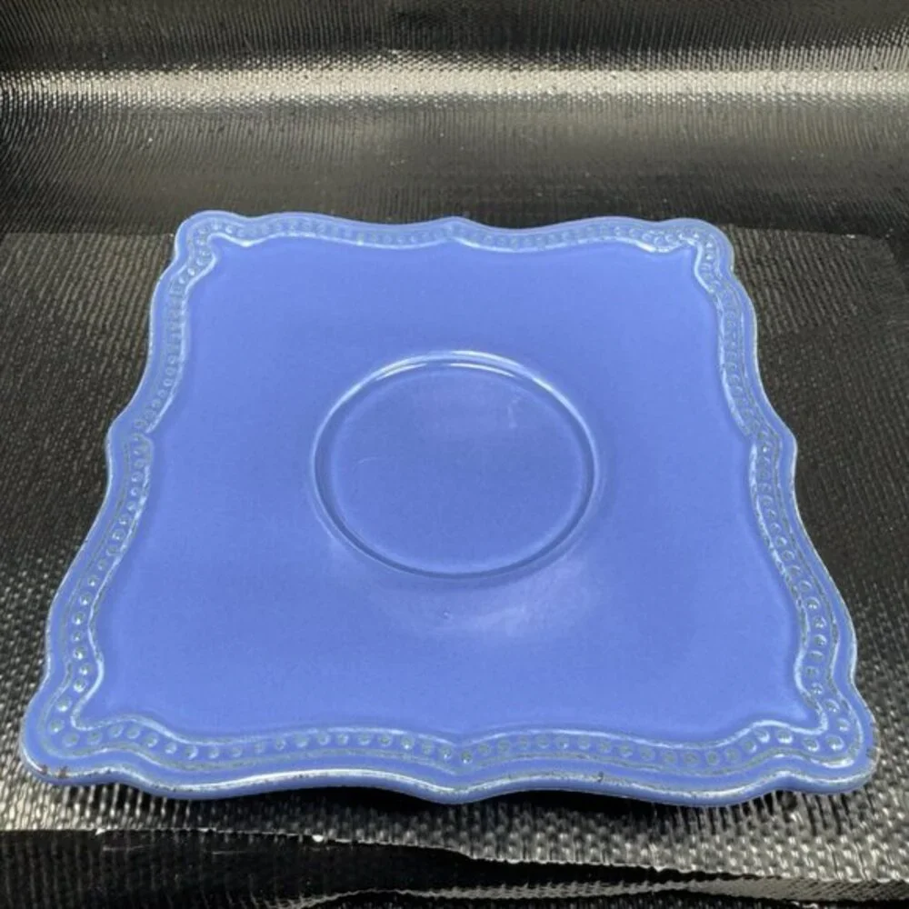 Pierre Deux Blue Square Dish Saucer‎ Ceramic Made In Portugal Dish Plate Vintage